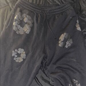 Kids Black Floral Sweatpants